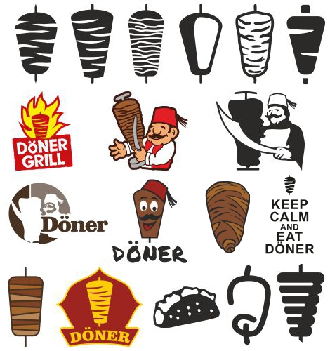 Beispiele Döner, Gyros und Kebab Grafiken