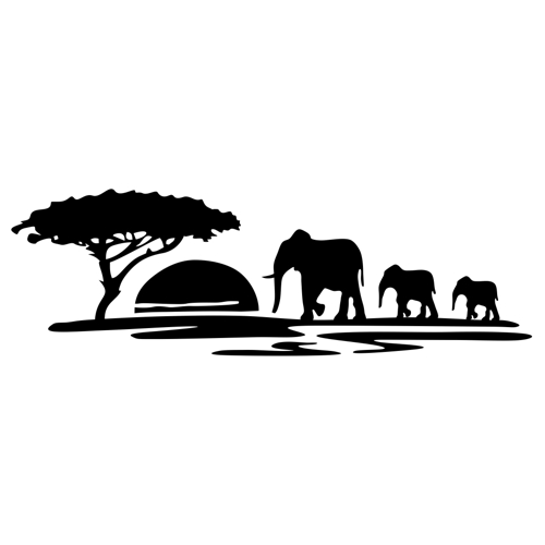 Vektorgrafik Elefanten in der Savanne