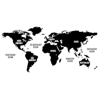 Weltkarte mit Kontinenten, Ozeanen und Weltmeeren - Vektorgrafik